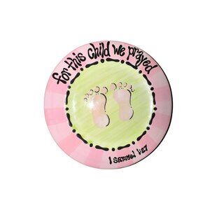 Baby Keepsake Plate With Footprints For This Child We Prayed 1 Samuel 1:27